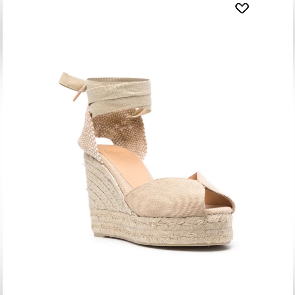 Castaner Peep Toe Wedge Espadrille, sz 39, Olive color